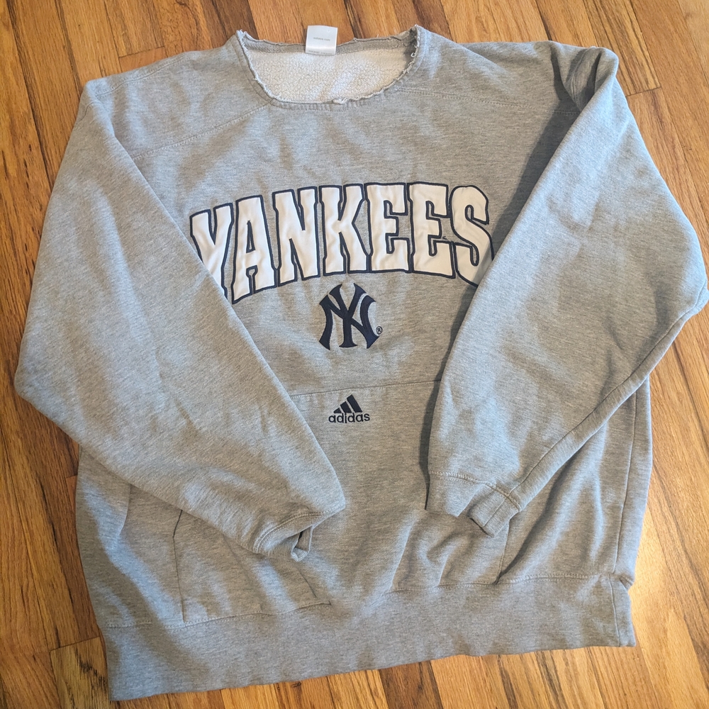 Adidas Gray Yankees Crewneck Sweatshirt